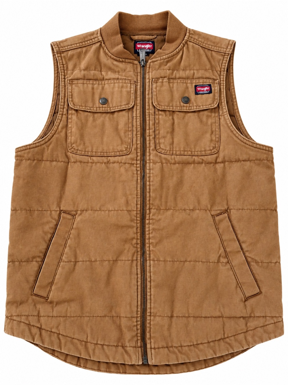 Wrangler Brown Quilted Work Vest Sz Small